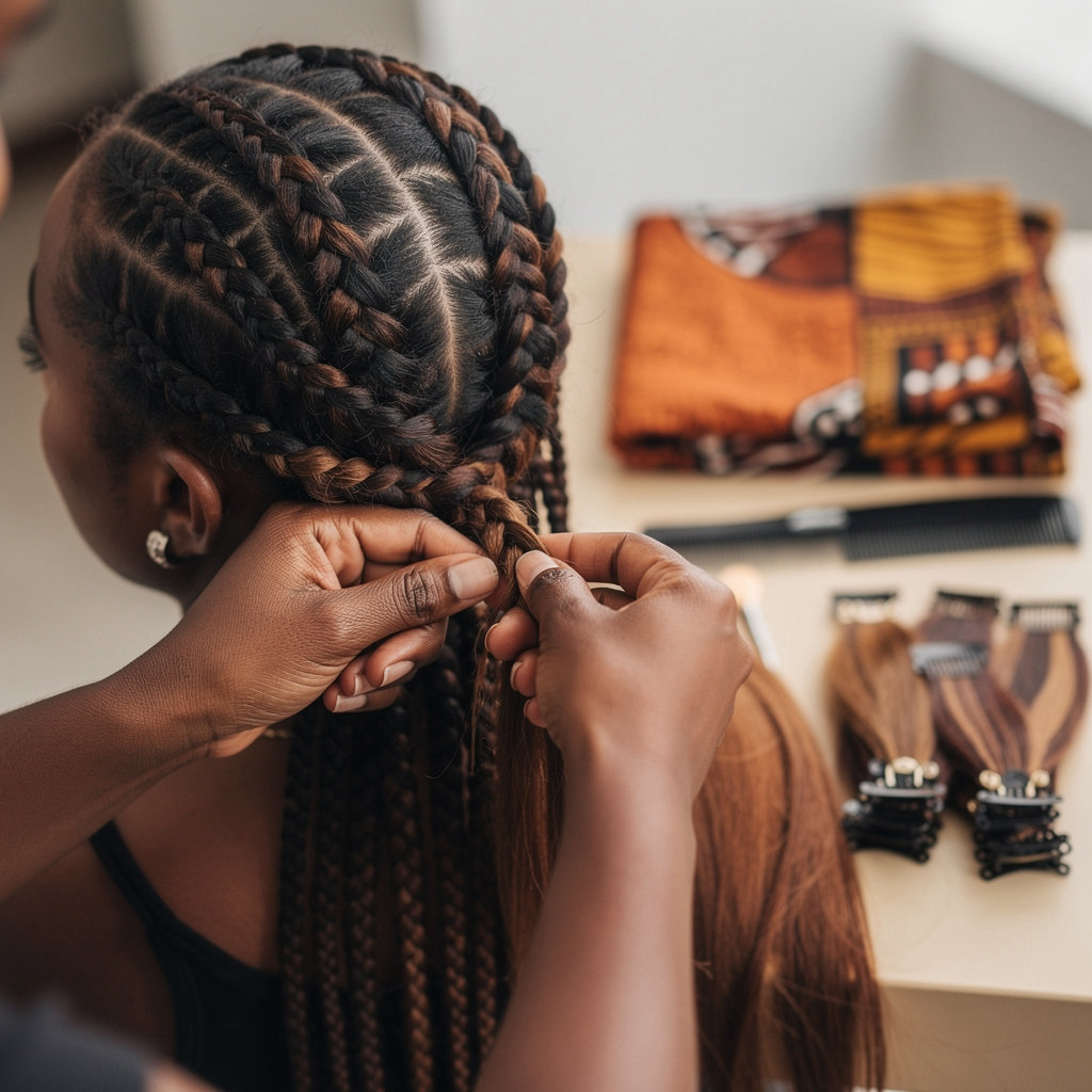 Yuma's Hair Braiding professional African hairdresser showcasing authentic braiding expertise and protective styling